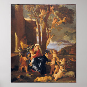 Spieltermin bei Baby Jesus zu Hause mit Engeln Poster