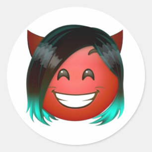 : Spielteufel-Emoji-Aufkleber Runder Aufkleber