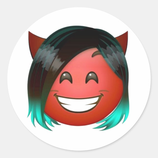 : Spielteufel-Emoji-Aufkleber Runder Aufkleber (Vorderseite)