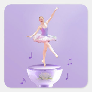 Spieluhr-Ballerina kundengerecht Quadratischer Aufkleber