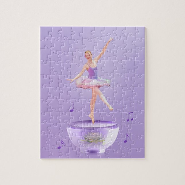 Spieluhr-Ballerina mit Wasser-Lilie, Monogramm (Vertikal)