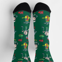 Spielvolle Golfcharaktere für Sportliebhaber Socken