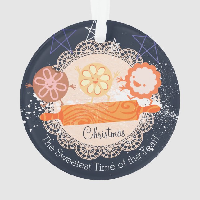 Spielvolle Kekse, die Button Weihnachtsschmuck rol Ornament (Rückseite)