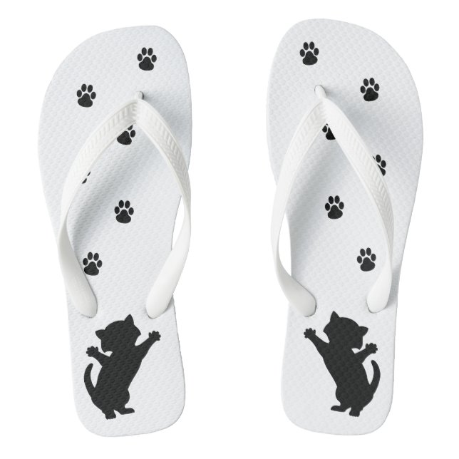 Spielvolle Kitten Silhouette Flip Flops (Fußbett)