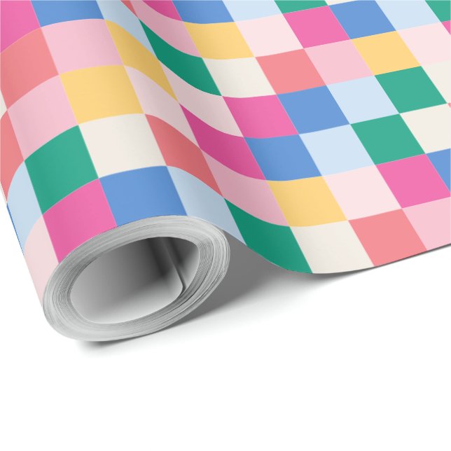 Spielvolle Multicolor-Blöcke Geschenkpapier (Rolleneckpunkt)