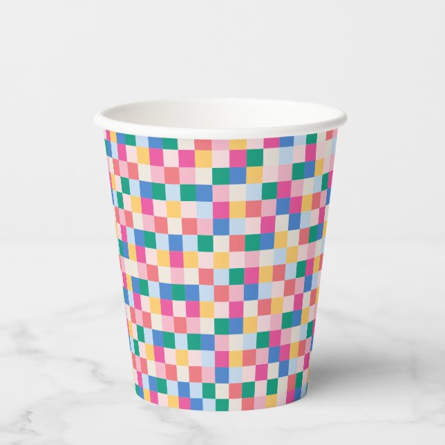 Spielvolle Multicolor-Blöcke Pappbecher (Vorderseite)