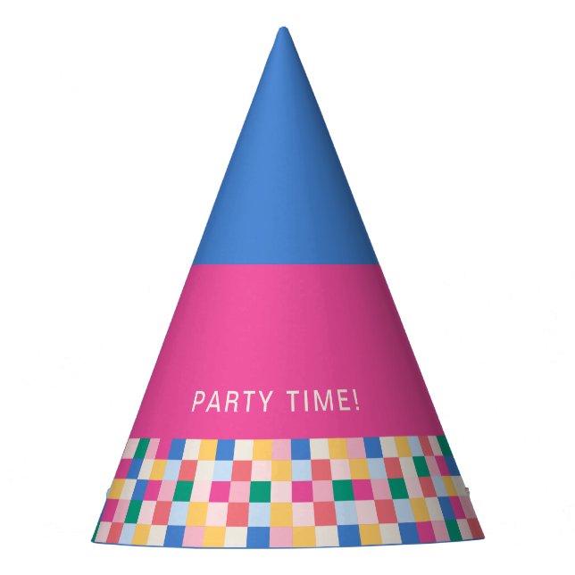 Spielvolle Multicolor-Blöcke Partyhütchen (Vorderseite)