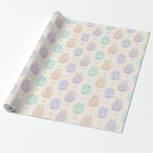 Spielvolle Sketch Bunnies Monogram Geschenkpapier