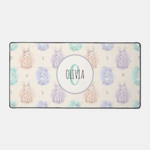 Spielvolle Sketch Bunnies Monogram Schreibtischunterlage