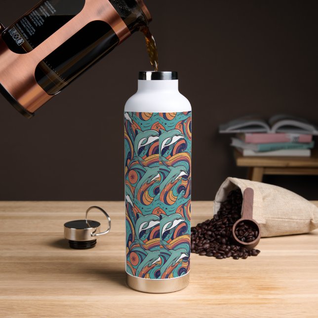 Spielvolles Delphinmuster - Ocean Inspiriert Desig Trinkflasche (Kaffee)