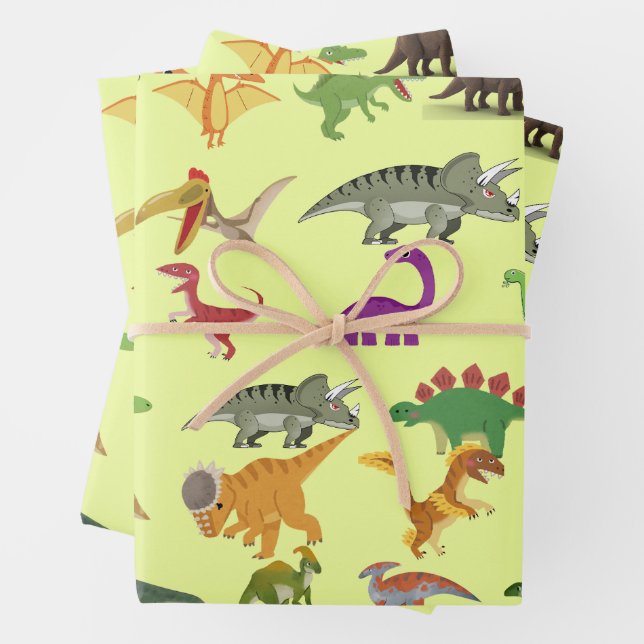 Spielvolles Dinosaurier Wrapping Paper Geschenkpapier Set (Beispiel)