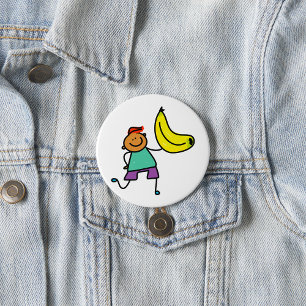 Spielvolles Kind hält große gelbe Banane Button