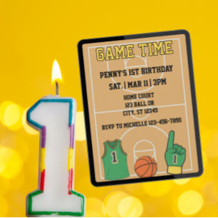Spielzeit, Basketball 1. Geburtstag Einladung