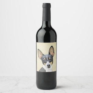 Spielzeug Fox Terrier Painting - Niedliche Origina Weinetikett