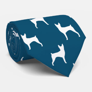 Spielzeug Fox Terrier Silhouetten Muster Blau und  Krawatte
