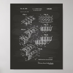 Spielzeug Gebäude Brick 1961 Patentart - Tafel Poster