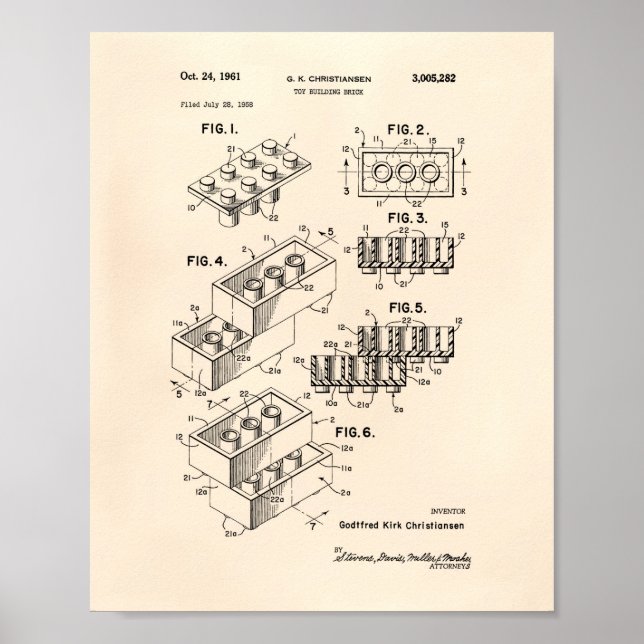 Spielzeug Gebäude Brick 1961 Patentkunst - Old Pep Poster (Vorne)