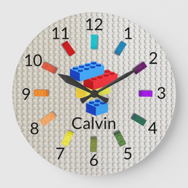 Spielzeug Gebäude Bricks Kinderzimmer Große Wanduhr (Vorderseite)