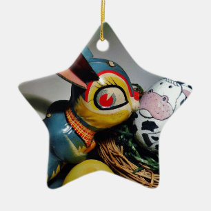 Spielzeug-Kaninchen und Kuhei Keramikornament