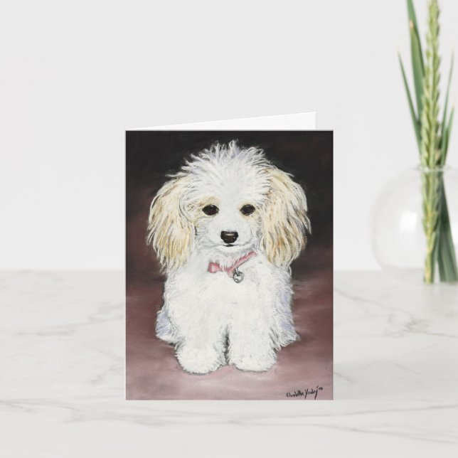 Spielzeug Poodle Hund Art Notecard Feiertagskarte (Vorderseite)