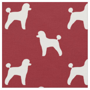 Spielzeug Poodle Hund Silhouetten Muster rot und w Stoff