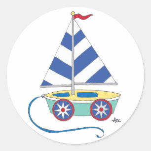 Spielzeug-Segelboot-Aufkleber Runder Aufkleber