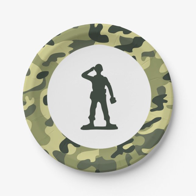 Spielzeug-Soldat-Armee-Papier-Nachtischteller Pappteller (Vorderseite)