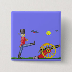 Spielzeug-Soldat und Spielzeug-Kanonen-… Knopf Button