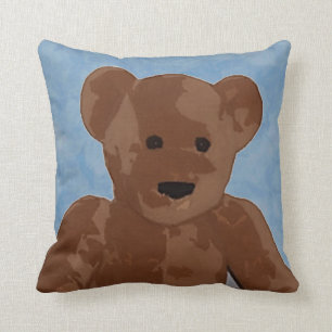 Spielzeug-Teddybär im Blau Kissen