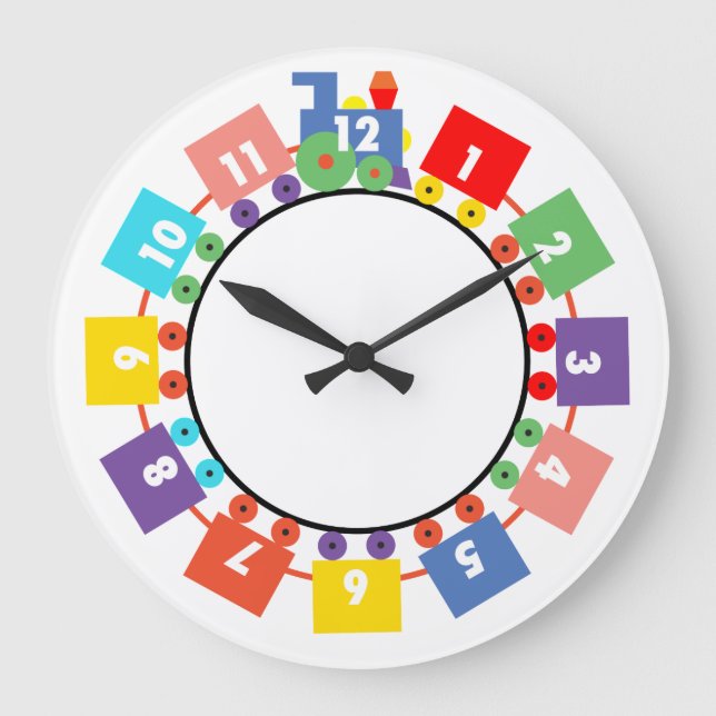 Spielzeug-Zug Große Wanduhr (Vorderseite)
