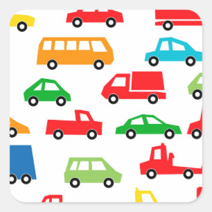 Spielzeugautomuster - Automobilillustration Quadratischer Aufkleber