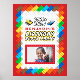 Spielzeugblock Bauthema Geburtstagsparty Poster