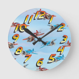 Spielzeugflugzeuge Runde Wanduhr