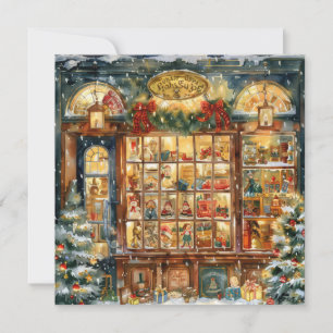 Spielzeugladen-Schaufenster-Weihnachtsgrußkarte Feiertagskarte