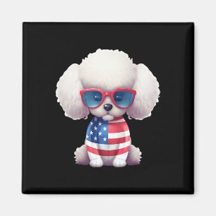 Spielzeugpudel mit patriotischer USA-Flagge Amerik Magnet