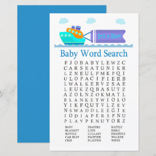 Spielzeugschiff Baby Shower Word Search Game