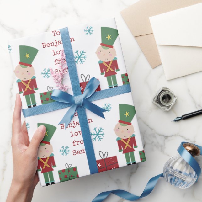 Spielzeugsoldat Kindername Liebe Weihnachten Geschenkpapier (Schenken)