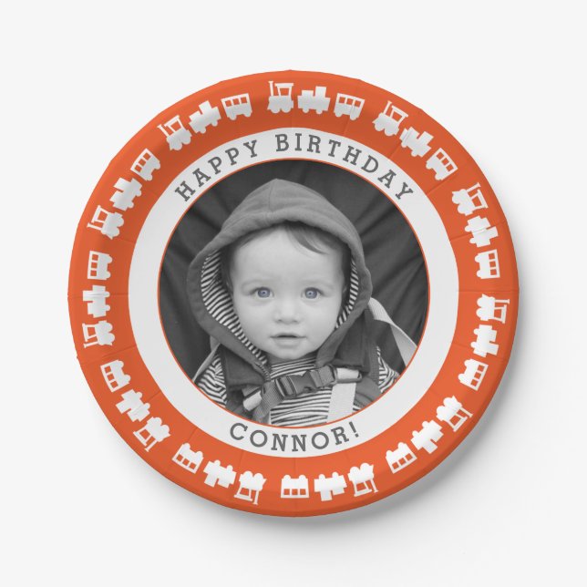 Spielzeugzug Baby Foto Pappteller (Vorderseite)