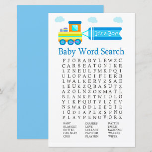 Spielzeugzug Baby Shower Word Search Game
