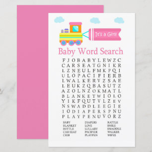 Spielzeugzug Baby Shower Word Search Game