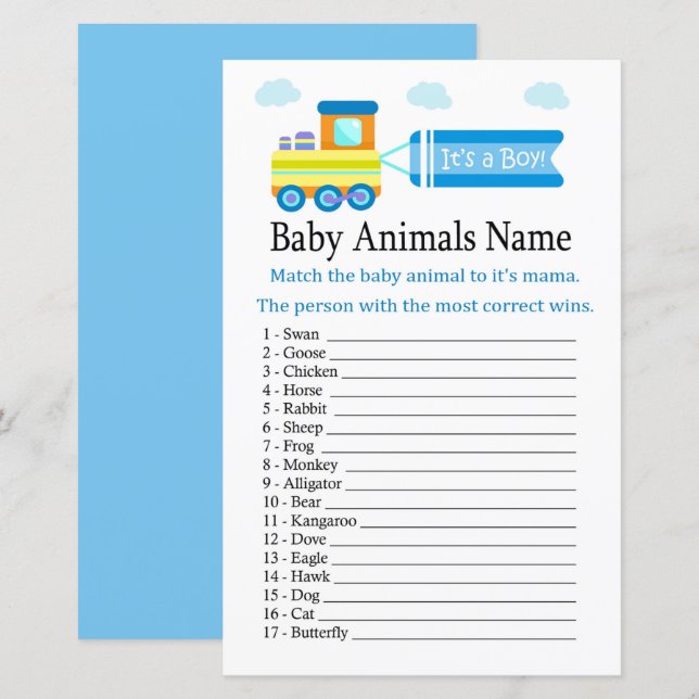 Spielzeugzug Babytiere Name Game (Vorne/Hinten)