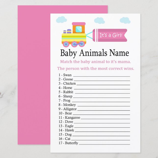 Spielzeugzug Babytiere Name Game (Vorne/Hinten)