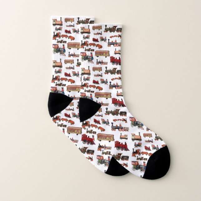 Spielzeugzug farbenfrohe Züge Muster Socken (Paar)