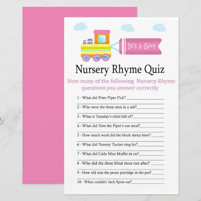 Spielzeugzug Kinderzimmer Rhyme Quiz Kinderduschen (Vorne/Hinten)