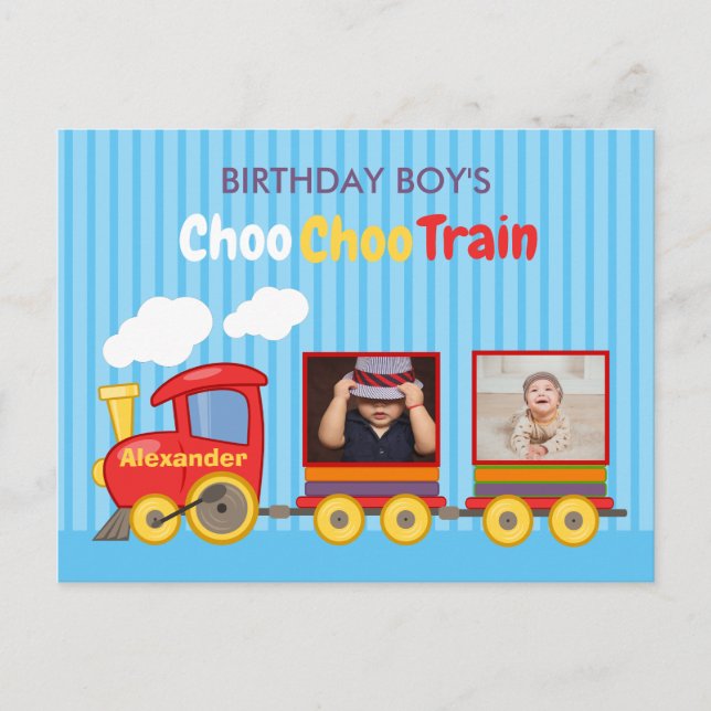 Spielzeugzug Kleinkind Junge Geburtstag Blau Postkarte (Vorderseite)