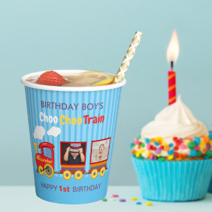 Spielzeugzug Kleinkinder Jungen Geburtstag blau Pappbecher