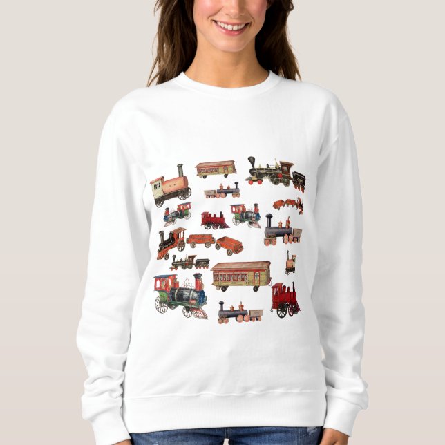 Spielzeugzüge farbenfrohe Züge Muster Sweatshirt (Vorderseite)