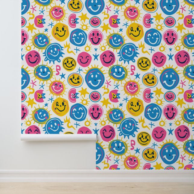 Spielzimmer für Kinder unisex glückliches Gesicht Tapete (Anwendung)