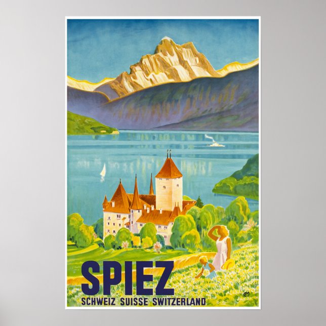 Spiez, Suisse, Affiche de voyage (Devant)
