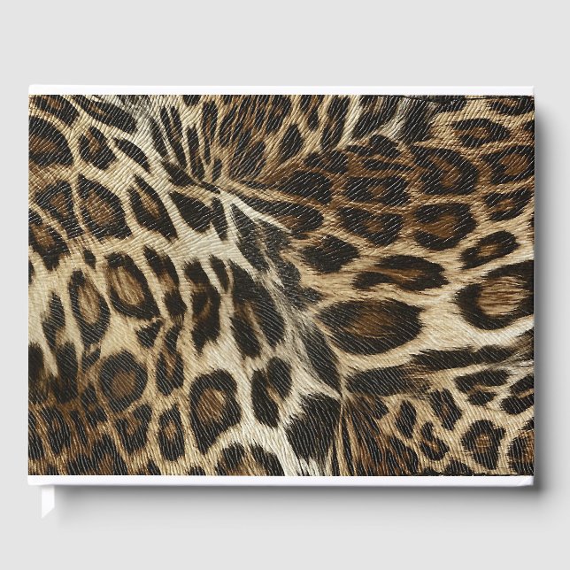 Spiffy Leopard Spots Leather Grain Look Gästebuch (Vorderseite)